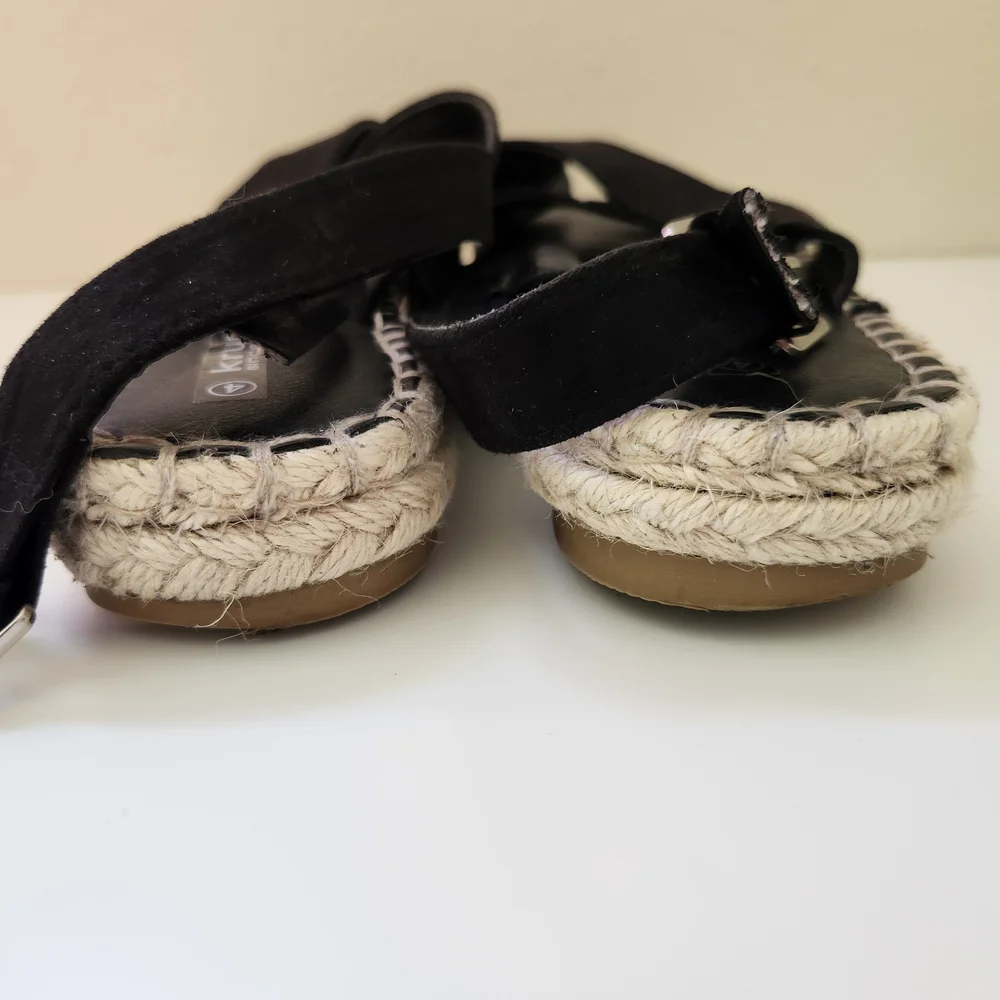 Krush Black Espadrille Sandals Sz 6 | Resort Casual Flat Slides